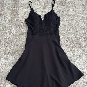 Almost Famous Black Lace Bodice Spaghetti Strap Mini Dress